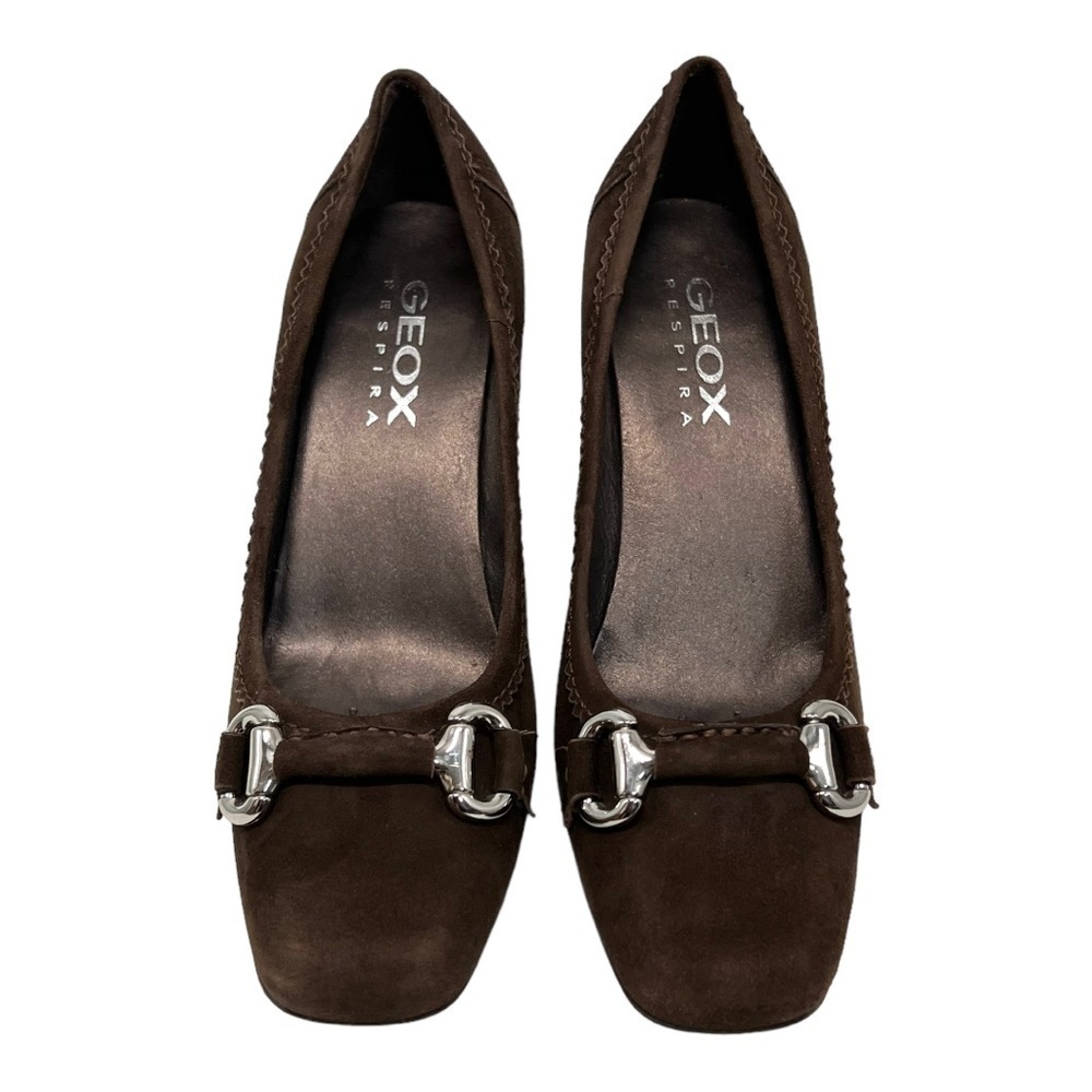 Geox Respira Brown Suede Comfort Heels Women’s 38 - Picture 3 of 15